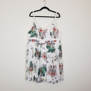 torrid White Floral Mini Dress with Green Leaves